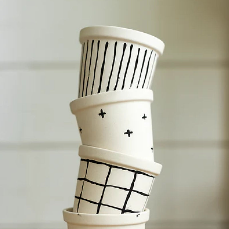 B&W Simply Patterned Pots (pack of 4)